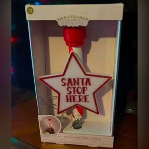 Santa Stop Here LED Christmas Tree Topper